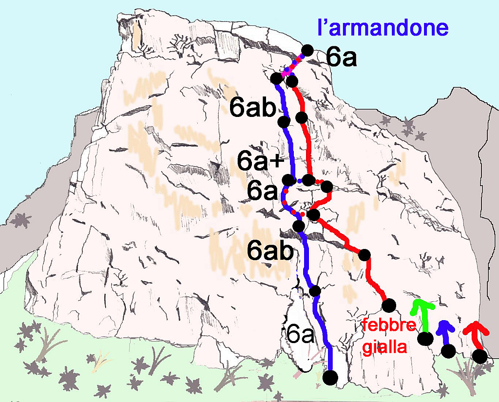 l'armandone.gif - Via assai faticosa ma la chiodatura estremamente ravvicinata la rende abbordabile a tutti.